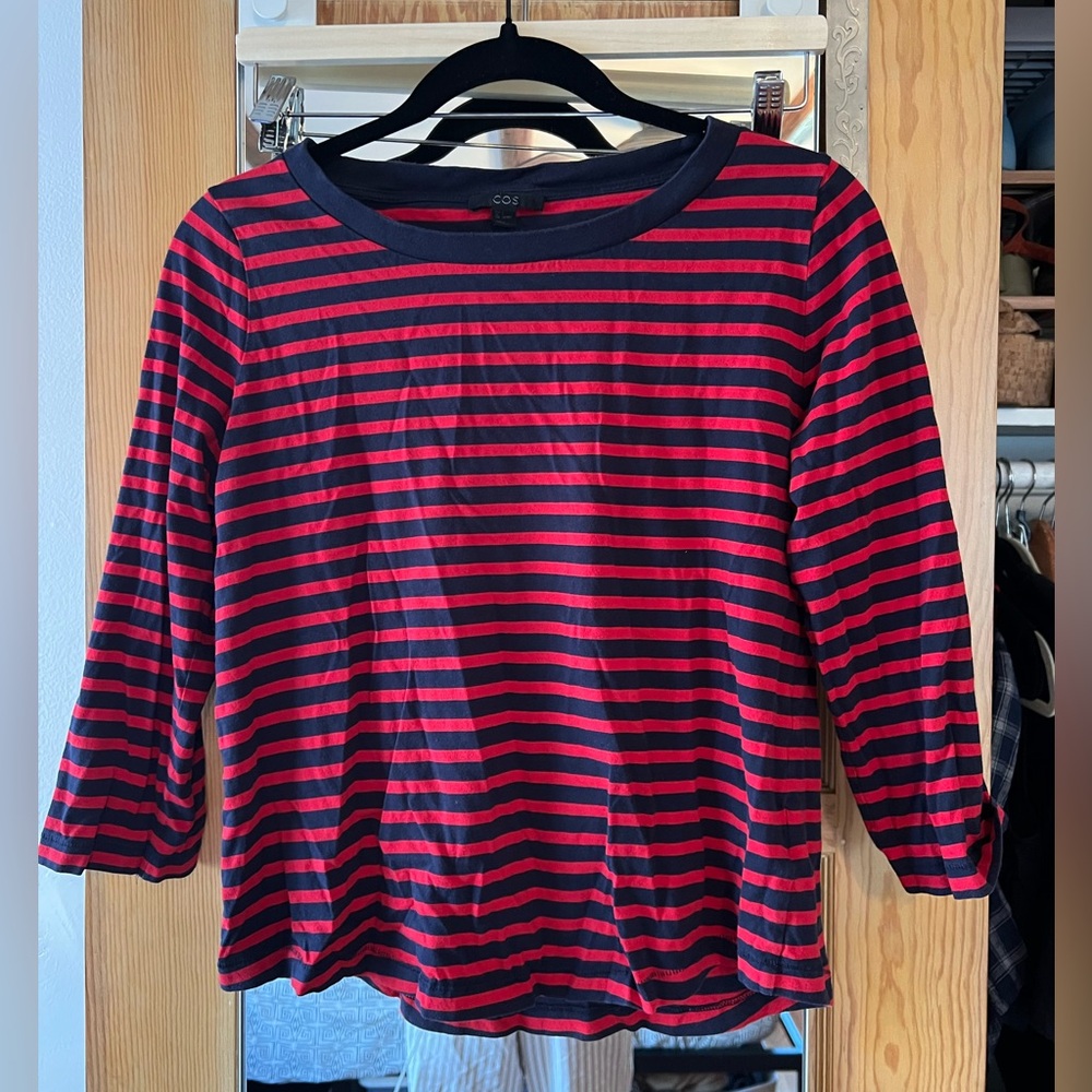 COS navy and Red Striped Shirt